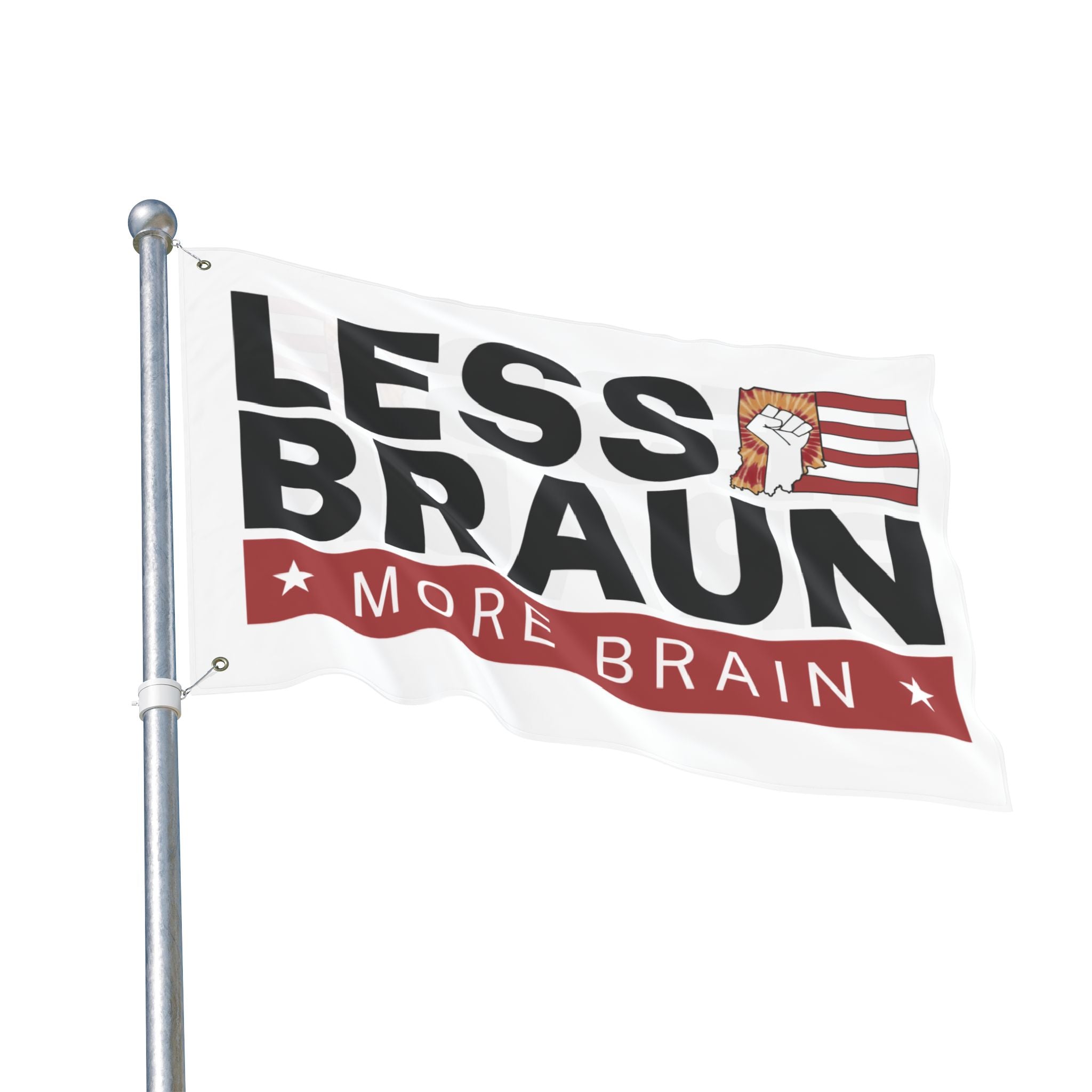 Less Braun, More Brain – Indiana Political Protest Indoor/Outdoor Flag
