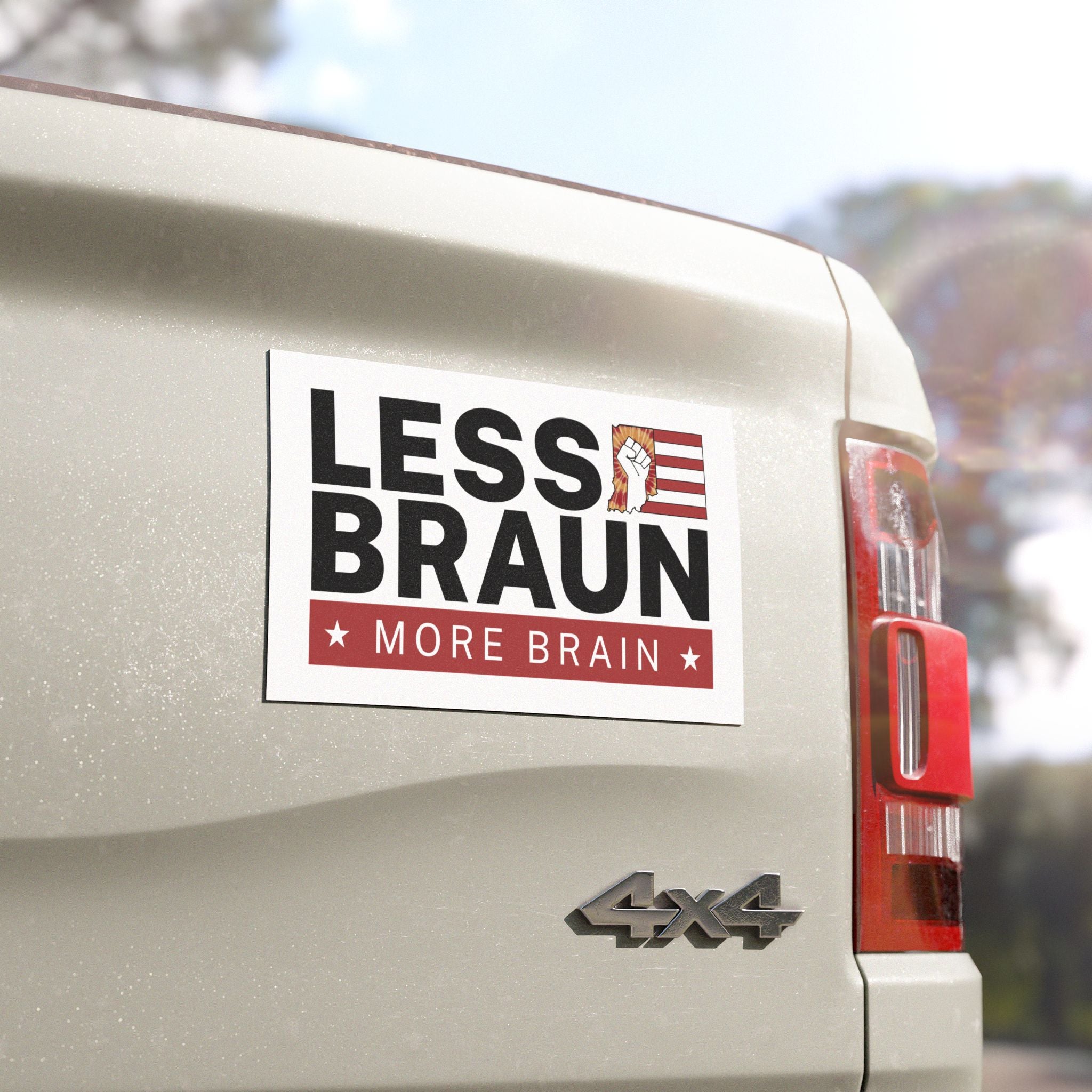 Less Braun, More Brain – Indiana Political Protest Car Magnet | Anti-Mike Braun Pro-Democracy Magnet for Vehicles, Lockers, and More