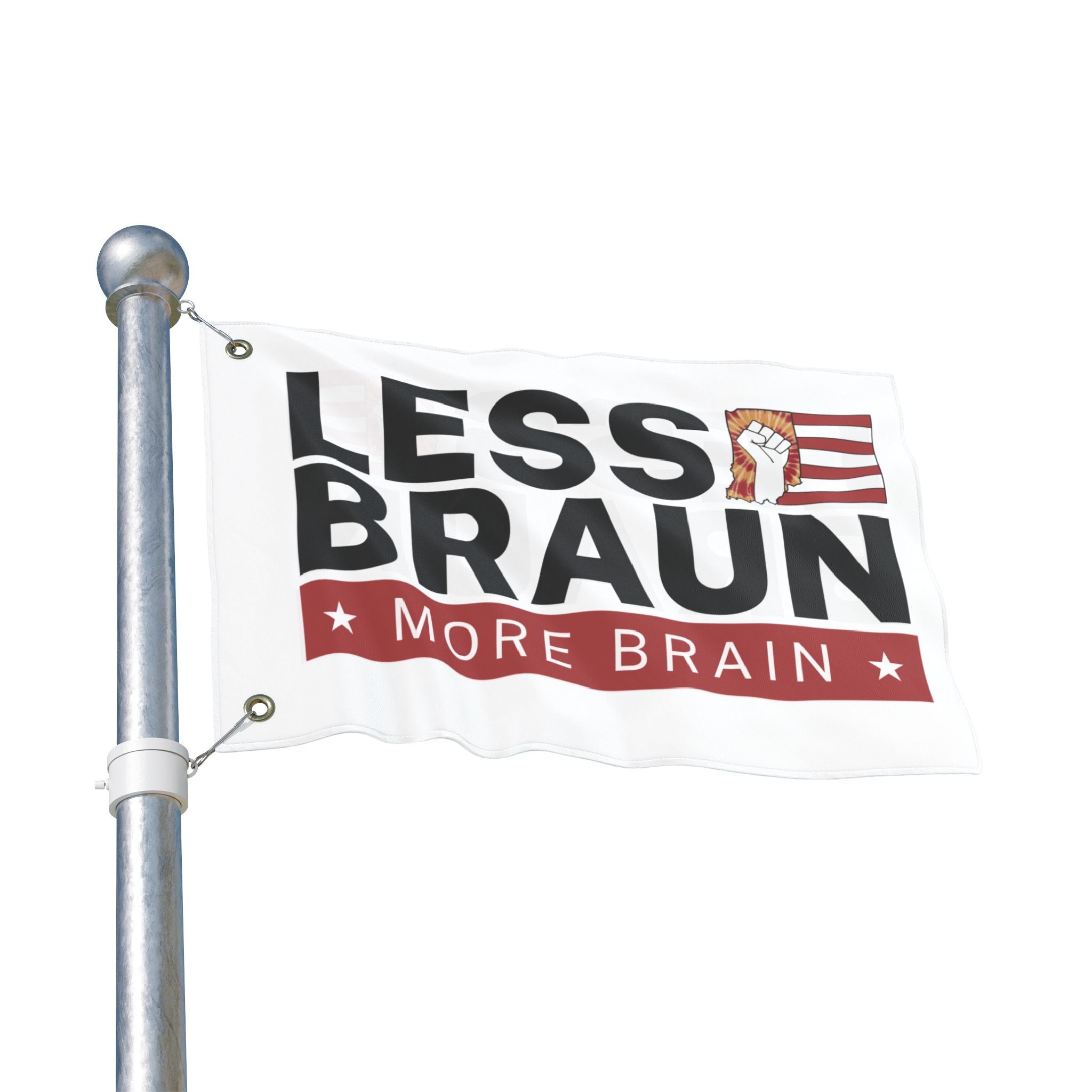 Less Braun, More Brain – Indiana Political Protest Indoor/Outdoor Flag