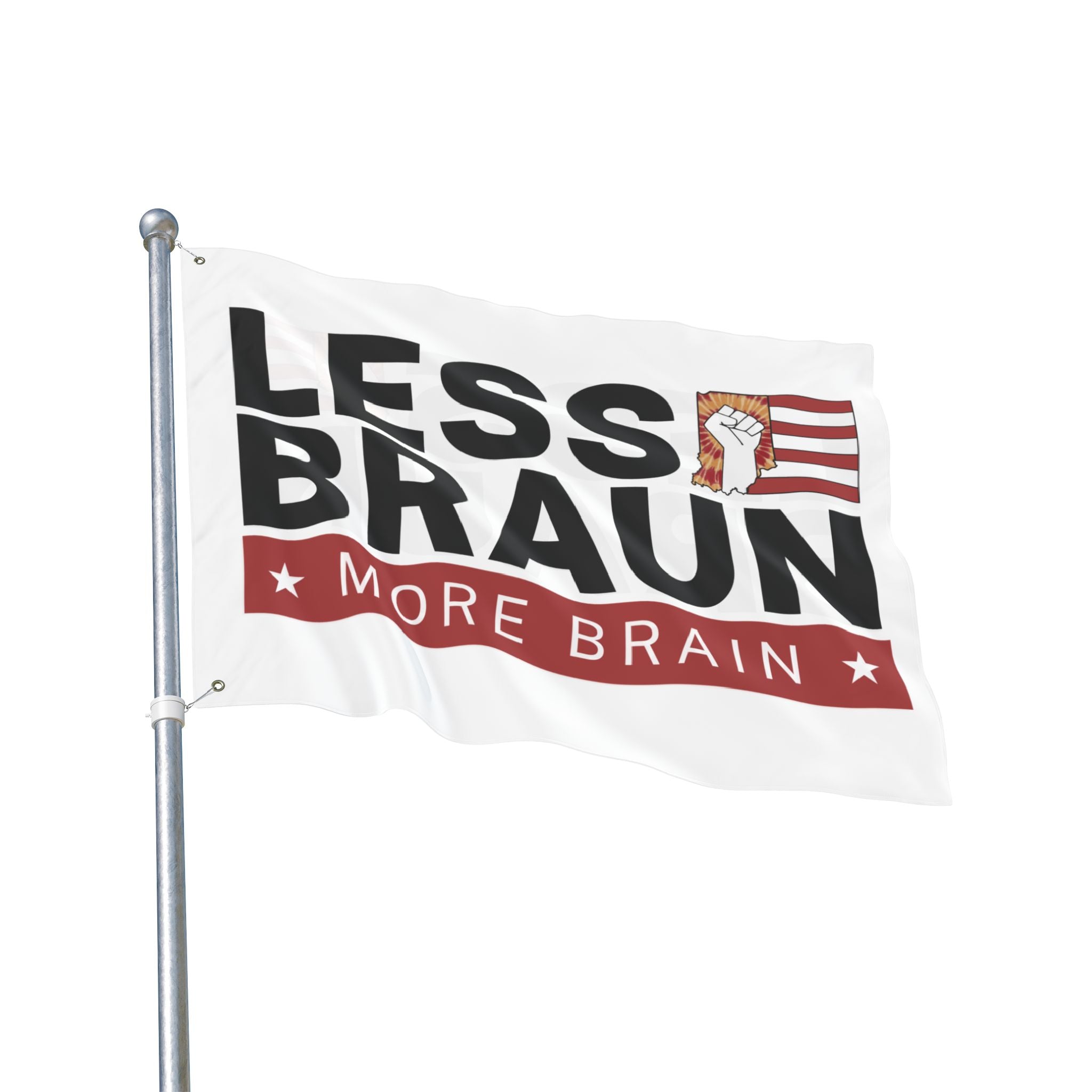 Less Braun, More Brain – Indiana Political Protest Indoor/Outdoor Flag