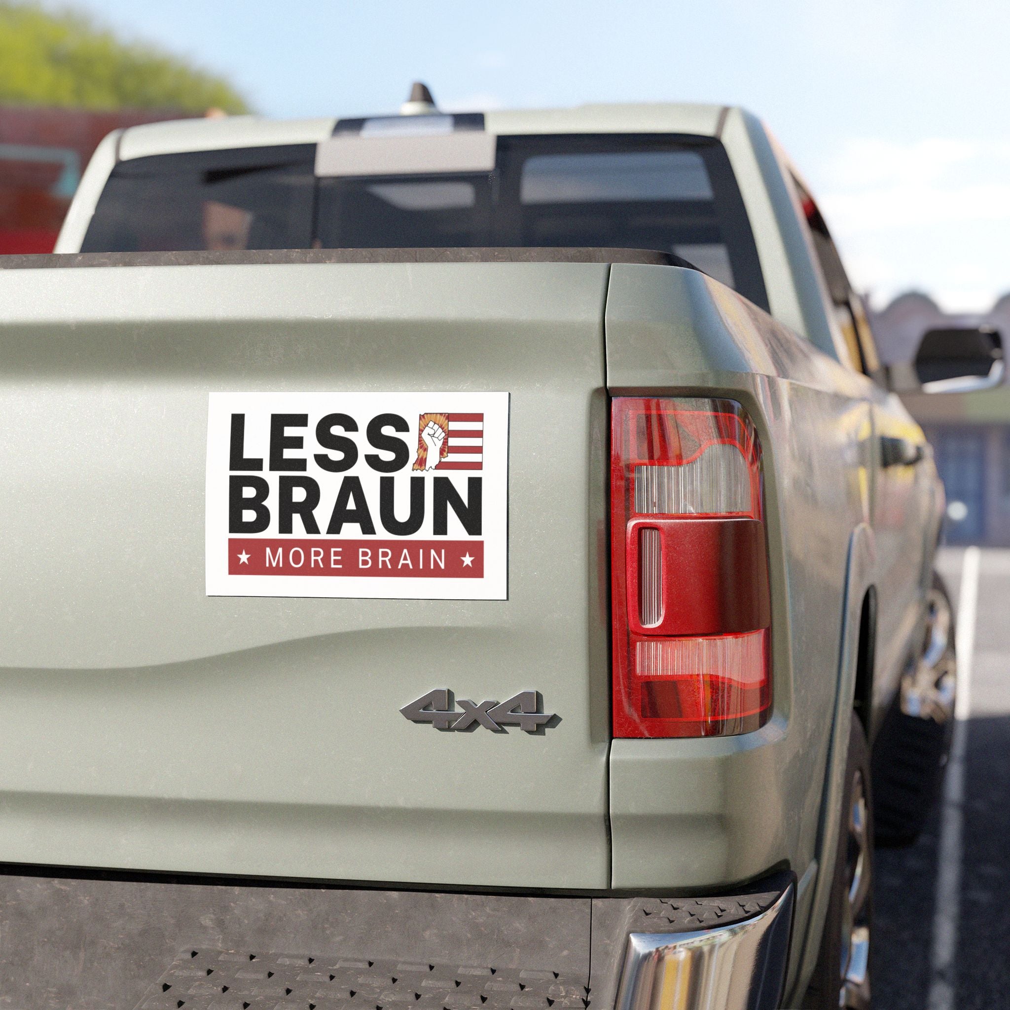 Less Braun, More Brain – Indiana Political Protest Car Magnet | Anti-Mike Braun Pro-Democracy Magnet for Vehicles, Lockers, and More